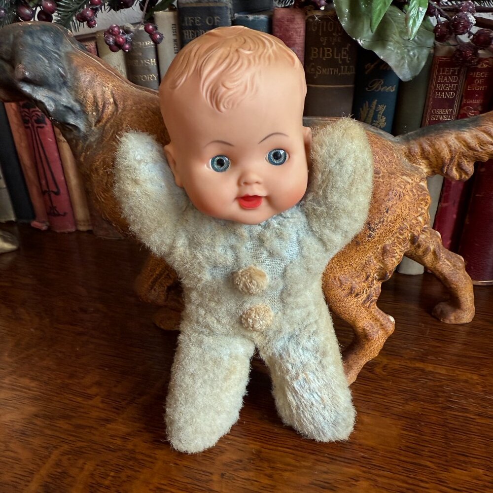 1950's Baby Boy Plush Body Rubber Head - Picture 11 of 15